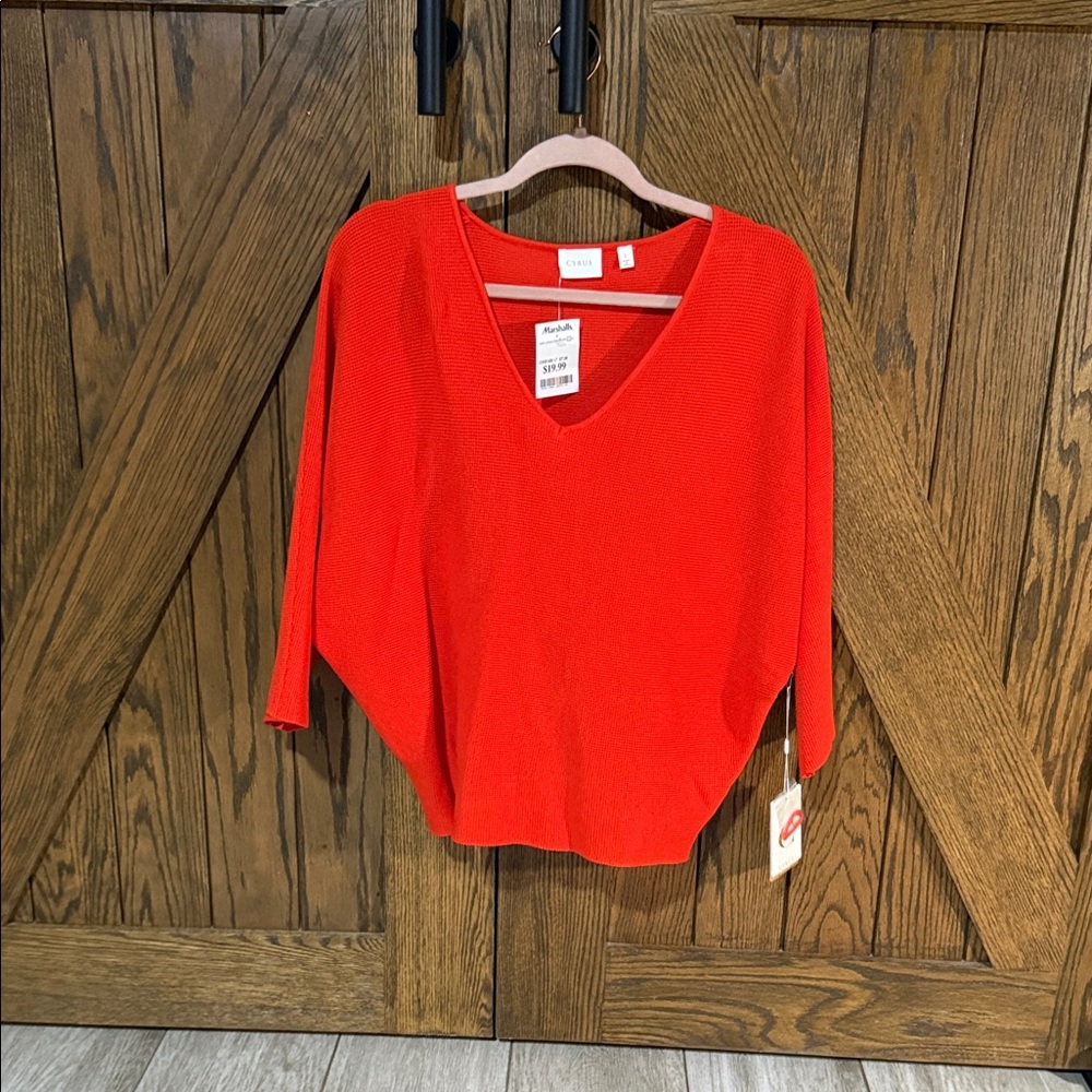 Cyrus V-Neck Sweater in Vibrant Red